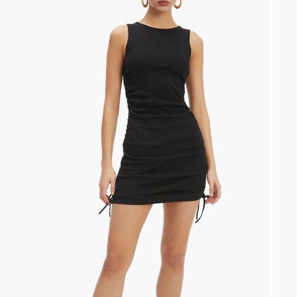 Good American Black Ruched Sleeveless Dress Size 2 NWT - Picture 1 of 6